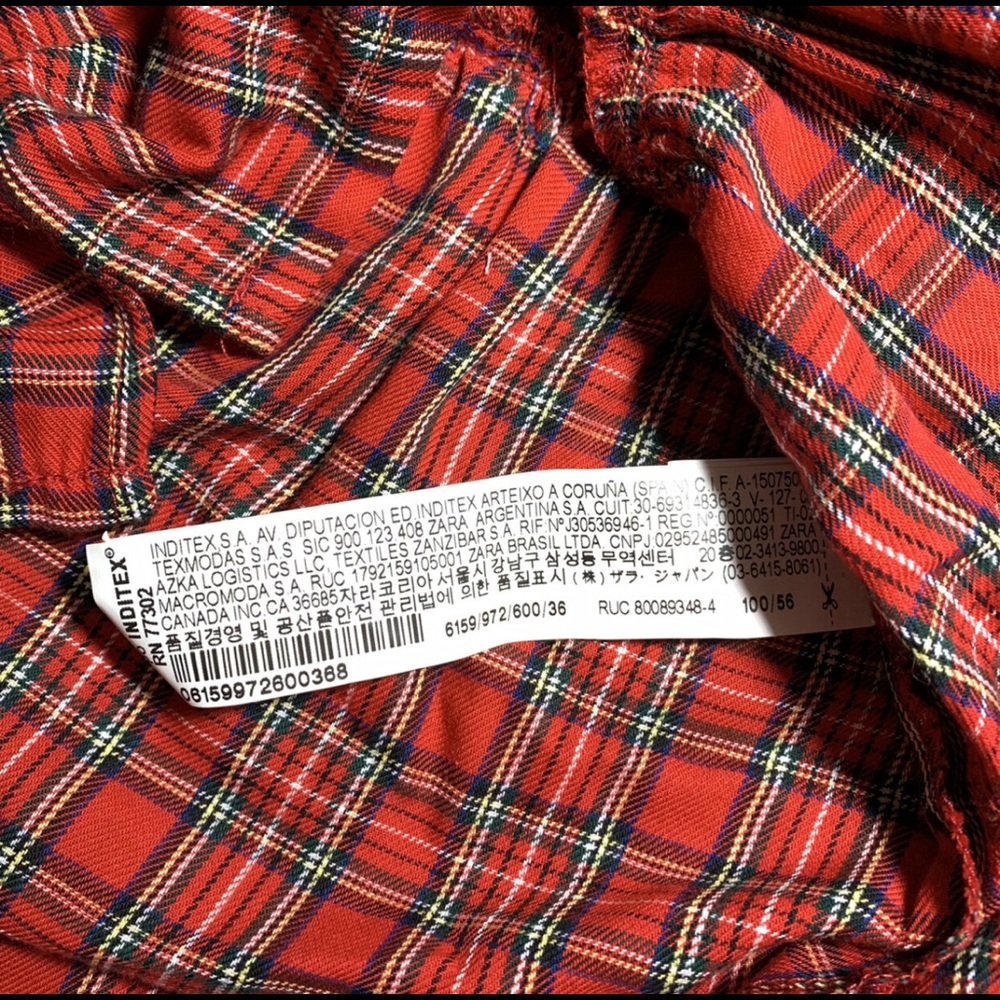 NWT Zara Red Scotch Plaid Babydoll Top Size 2-3 Years - Picture 8 of 9